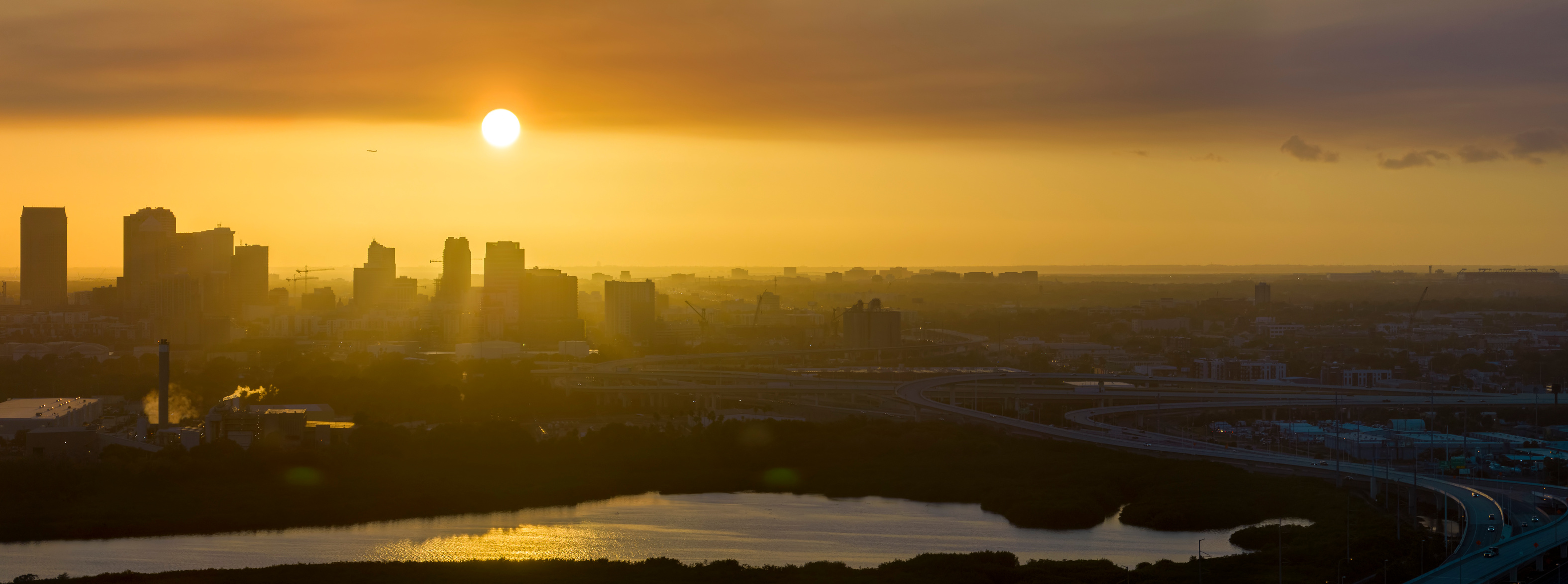 Atmospheric aerial view of Tampa